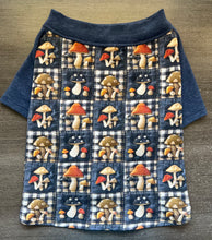 Load image into Gallery viewer, Navy &amp; Gingham Mushroom Print Tee- Custom Designed French Bulldog T-Shirt