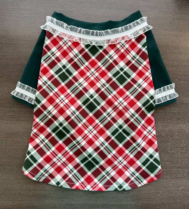Holiday Bias Plaid Tee--Custom Designed French Bulldog T-Shirt