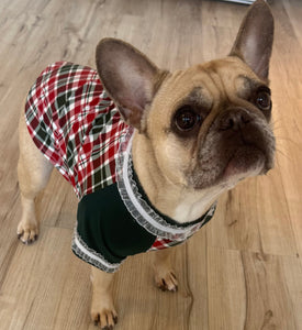 Holiday Bias Plaid Tee--Custom Designed French Bulldog T-Shirt