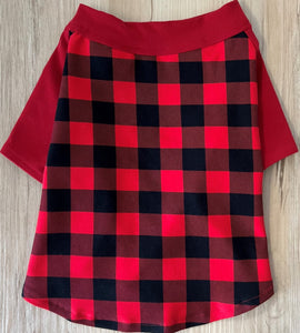 RED BUFFALO PLAID --Custom Designed French Bulldog T-Shirt