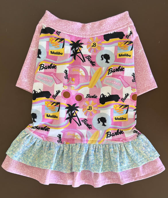 Barbie Theme-- Double Ruffle Custom French Bulldog Dress