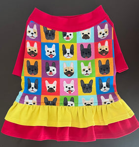 Frenchie Fans-- Double Ruffle Custom French Bulldog Dress