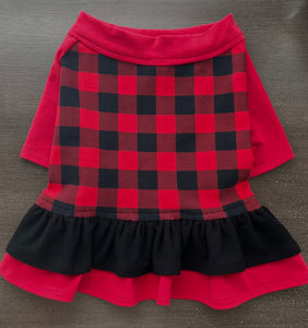 Buffalo Plaid-- Double Ruffle Custom French Bulldog Dress