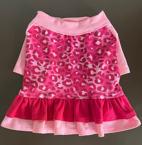 Hot Pink Cheetah -- Double Ruffle Custom French Bulldog Dress