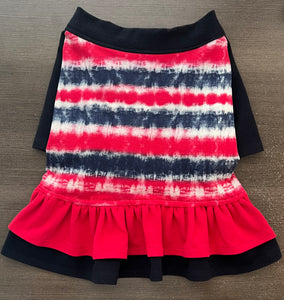 Tie Dye Stripe American-- Double Ruffle Custom French Bulldog Dress