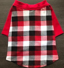 Load image into Gallery viewer, RED, BLACK &amp; CREAM Plaid Tee- Custom Designed French Bulldog T-Shirt