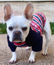 Load image into Gallery viewer, Red, White &amp; Blue STRIPE Tee- Custom Designed French Bulldog T-Shirt