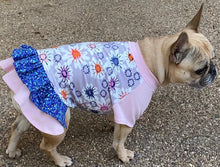 Load image into Gallery viewer, DAISY FLOWERS &amp; SPARKLES Double Ruffle Dress- Custom Designed French Bulldog Dress