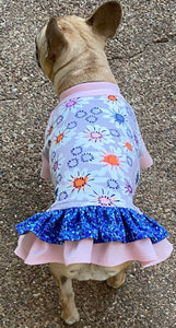 DAISY FLOWERS & SPARKLES Double Ruffle Dress- Custom Designed French Bulldog Dress