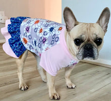 Load image into Gallery viewer, DAISY FLOWERS &amp; SPARKLES Double Ruffle Dress- Custom Designed French Bulldog Dress