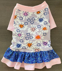 DAISY FLOWERS & SPARKLES Double Ruffle Dress- Custom Designed French Bulldog Dress