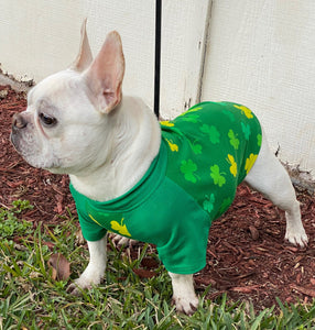 LUCKY SHAMROCKS  Print Tee- Custom Designed French Bulldog T-Shirt