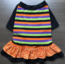 Load image into Gallery viewer, Halloween Stripes Double Ruffle Dress- Custom Designed French Bulldog Dress