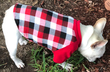 Load image into Gallery viewer, RED, BLACK &amp; CREAM Plaid Tee- Custom Designed French Bulldog T-Shirt