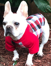 Load image into Gallery viewer, RED, BLACK &amp; CREAM Plaid Tee- Custom Designed French Bulldog T-Shirt