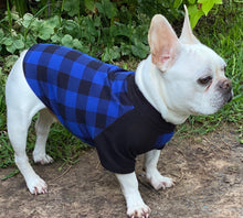 Load image into Gallery viewer, ROYAL BLUE &amp; BLACK Plaid Tee- Custom Designed French Bulldog T-Shirt