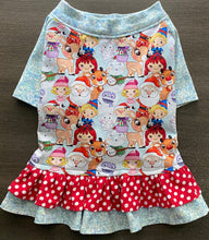 Load image into Gallery viewer, Sparkle Holiday Characters Double Ruffle Dress- Custom French Bulldog Dress