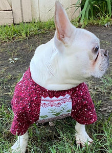 Sparkle Fair Isle Holiday Print Tee- Custom Designed French Bulldog T-Shirt