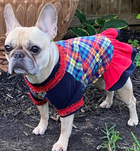 Load image into Gallery viewer, Fall Plaid Double Ruffle Dress- Custom Designed French Bulldog Dress