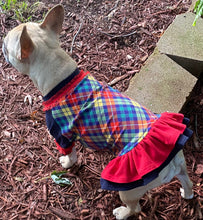 Load image into Gallery viewer, Fall Plaid Double Ruffle Dress- Custom Designed French Bulldog Dress