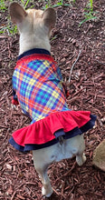 Load image into Gallery viewer, Fall Plaid Double Ruffle Dress- Custom Designed French Bulldog Dress